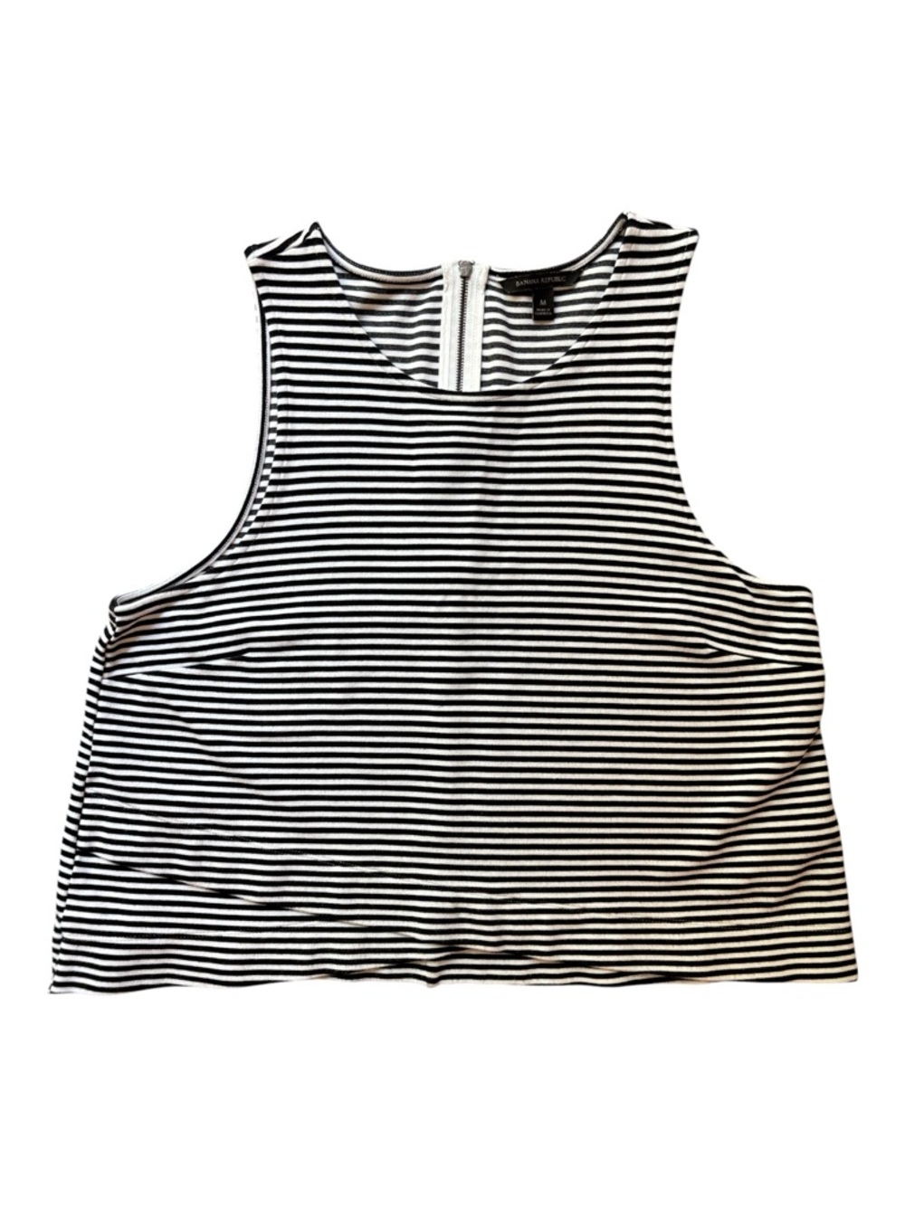 Banana Republic Black and White Striped Cropped Tank size medium